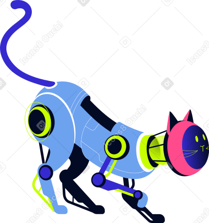 robot cat Illustration in PNG, SVG