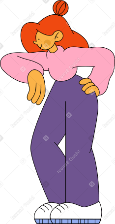 girl is standing and leaning on something PNG, SVG