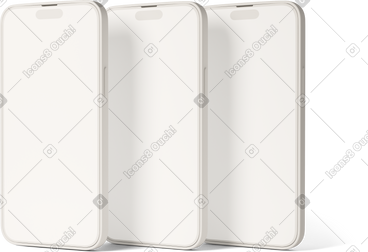 Three smartphones mockup PNG, SVG