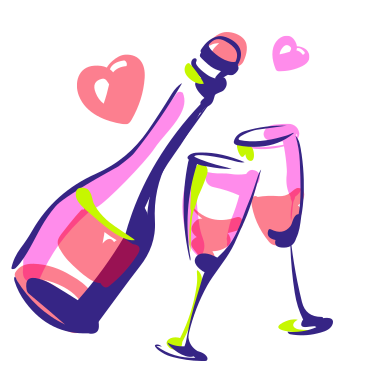 Appuntamento romantico: champagne e bicchieri  PNG, SVG
