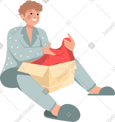 拿着礼盒的睡衣男 PNG, SVG