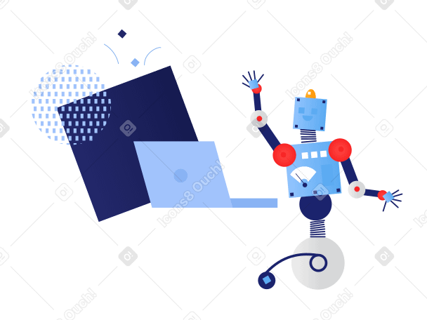 Computer technology and robot Illustration in PNG, SVG