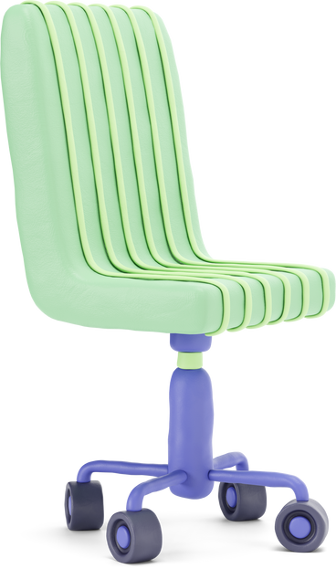 Зеленое офисное кресло в полоску в PNG, SVG