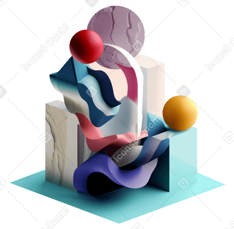 3D abstract composition with fluid shapes PNG, SVG