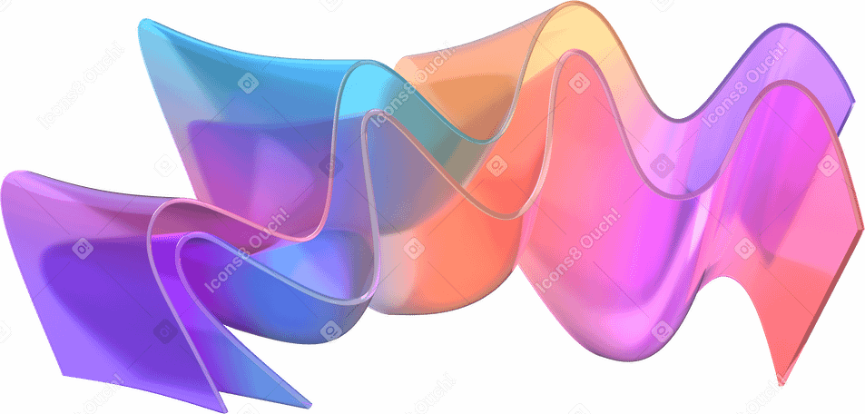 3D 여러 가지 빛깔의 구겨진 리본 PNG, SVG