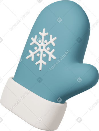 3D Blue Christmas glove  Illustration in PNG, SVG