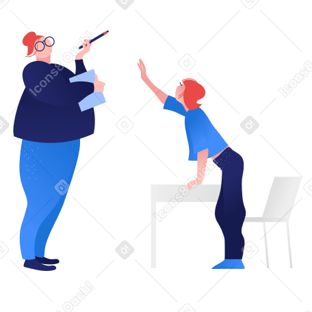 Girl raising her hand in class PNG, SVG