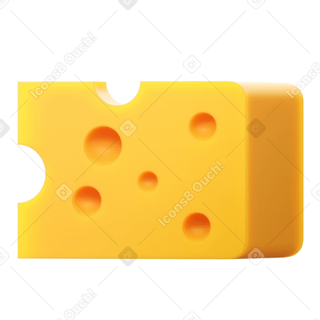 3D cheese Illustration in PNG, SVG
