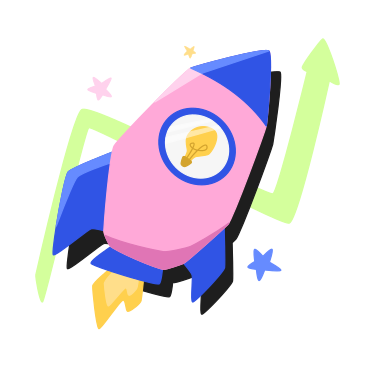 Rocket taking off with an idea inside PNG, SVG
