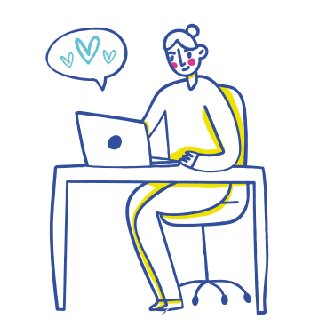 Woman chatting on laptop PNG, SVG