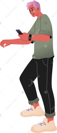 Jeune homme avec téléphone portable PNG, SVG