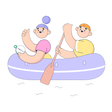 Man and woman rowing a boat PNG, SVG