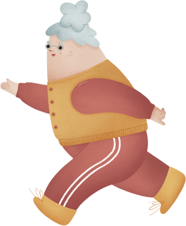 granny in red sweatpants runs PNG, SVG