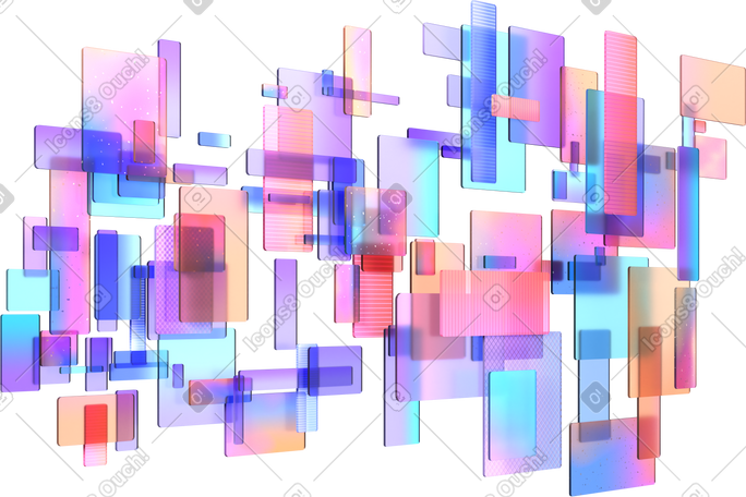 3D 背景与五彩卡片 PNG, SVG