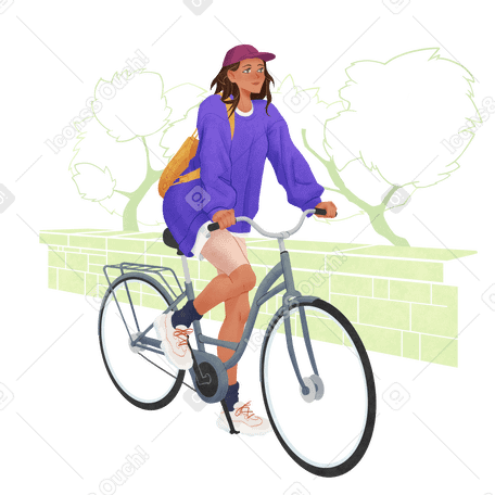 Woman riding bicycle Illustration in PNG, SVG