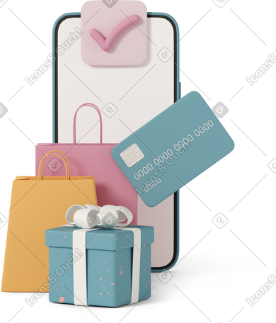 3D online shopping PNG, SVG