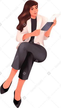 girl sits and holds an envelope Illustration in PNG, SVG