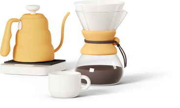 chemex coffee set with barista kettle PNG, SVG