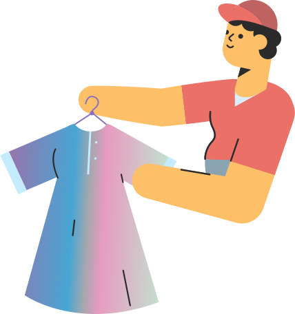 delivery man giving dress Illustration in PNG, SVG
