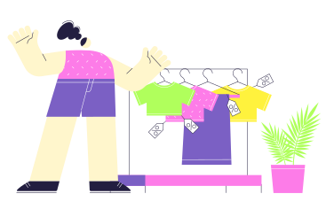 Woman is shopping for new clothes PNG, SVG