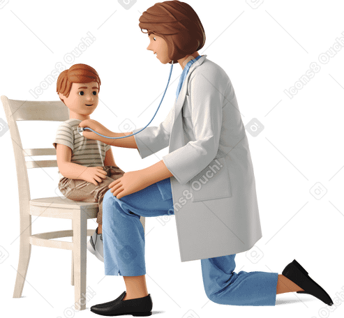 3D doctor and little boy PNG, SVG