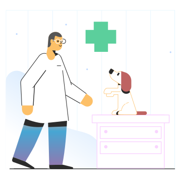 Veterinarian treating a dog in vet clinic PNG, SVG