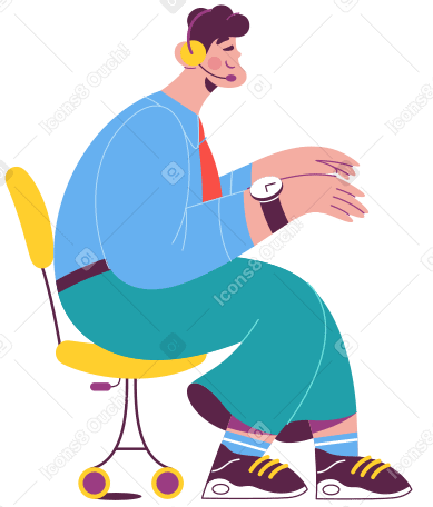 Man with headphones typing Illustration in PNG, SVG