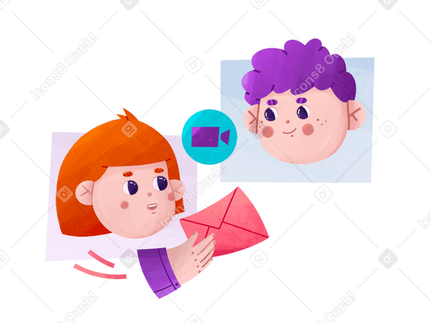 Two young people talking on zoom PNG, SVG