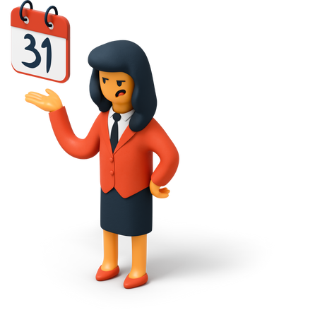 Businesswoman with calendar reminder Illustration in PNG, SVG
