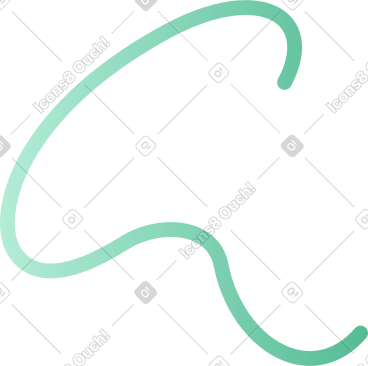 Green gradient curve in c shape PNG, SVG