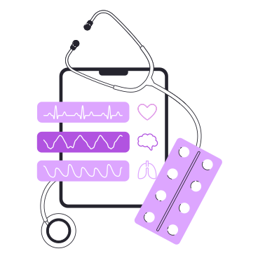Check up results on tablet with stethoscope and pills PNG, SVG