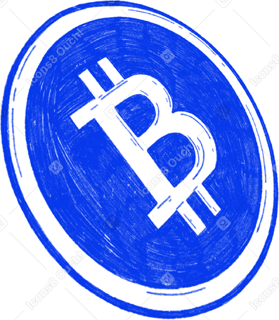 Moeda bitcoin azul em uma inclinação PNG, SVG