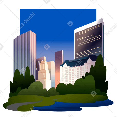 New York - Central Park in the evening background Illustration in PNG, SVG