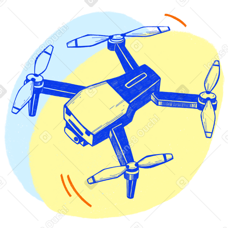 Flying blue drone Illustration in PNG, SVG