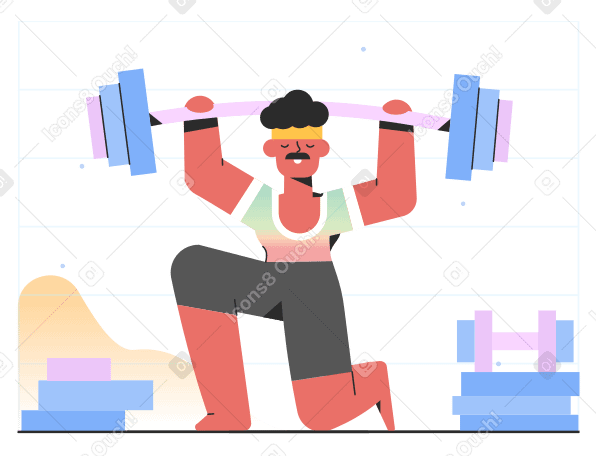 Getting stronger in the gym Illustration in PNG, SVG