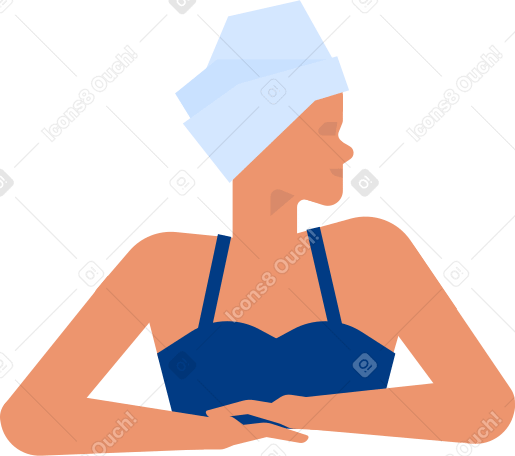 수영복과 수건 터번을 입은 여자 PNG, SVG