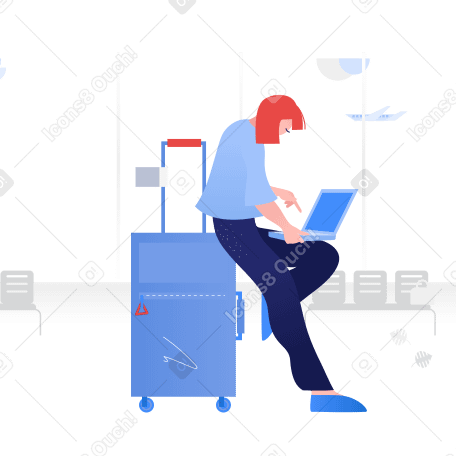 Working from airport Illustration in PNG, SVG