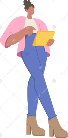 donna con tablet PNG, SVG