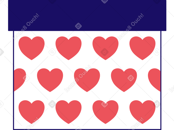 подарочная коробка с узором в виде сердечек в PNG, SVG