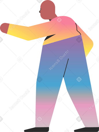chubby old person pointing back PNG, SVG