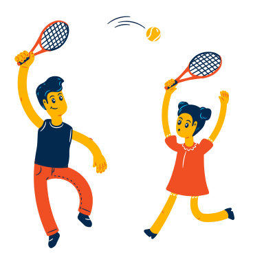 Man and girl playing tennis PNG, SVG