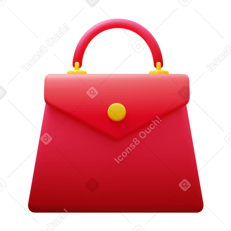 3D red purse Illustration in PNG, SVG
