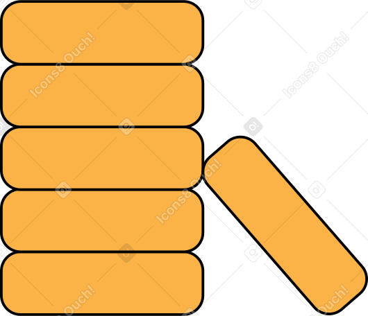 six coins in a pile Illustration in PNG, SVG