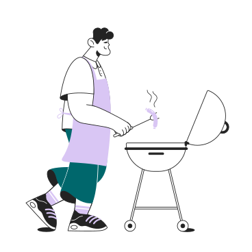 Man grills sausages PNG, SVG