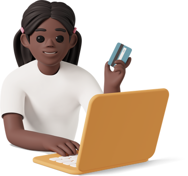 black girl online shopping and holding credit card PNG, SVG