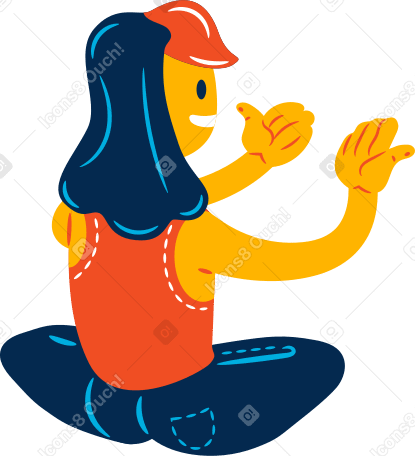 woman looking at her hands Illustration in PNG, SVG
