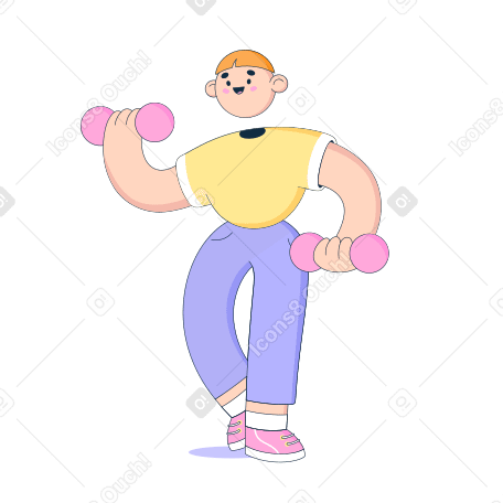 Man having workout with dumbbells PNG, SVG