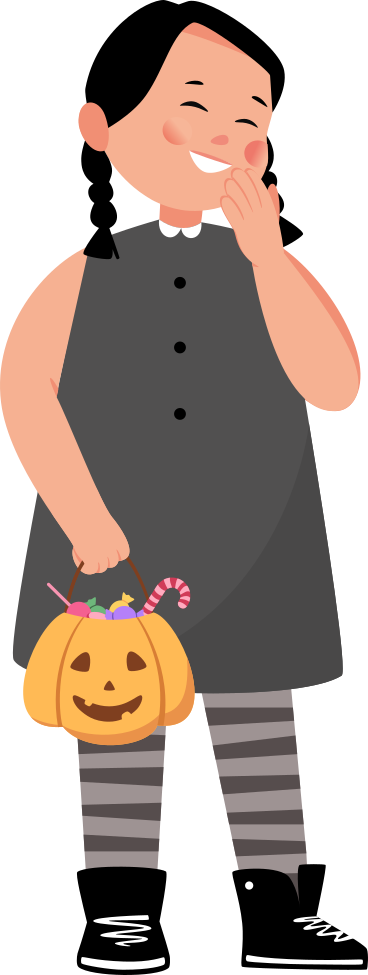 girl goes trick-or-treating PNG, SVG