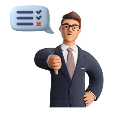 Businessman upset that work is not done and showing thumb down PNG, SVG