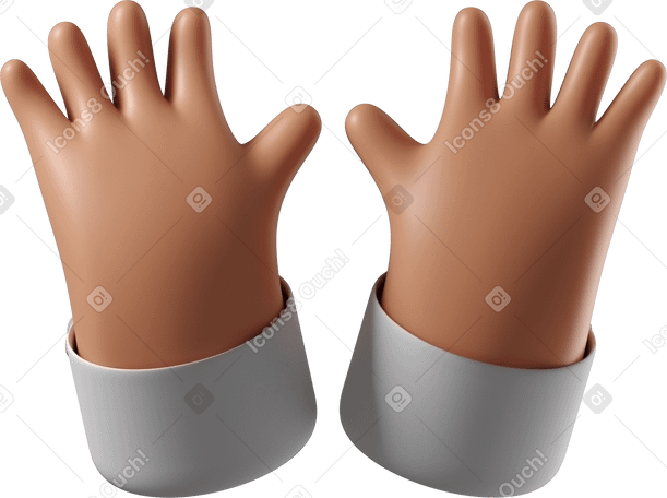 3D Raising open tanned skin hands PNG, SVG